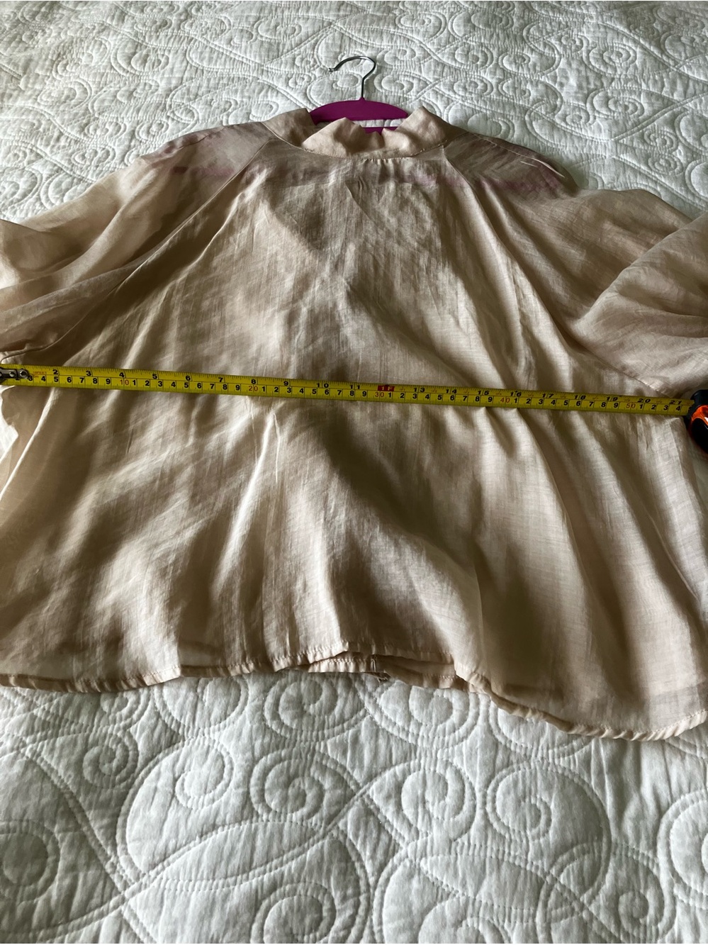 NWOT-Prologue Beige Sheer Peasant Blouse XL Lightweight Boho Flowy Top - Picture 8 of 11